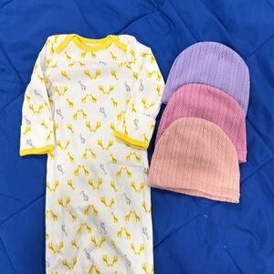 Carter's Yellow Giraffe Sleep Sack with Colorful Hats